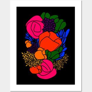 Botanical colorful flowers Posters and Art